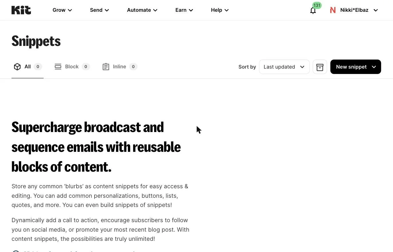 Kit snippets screenshot